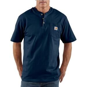 NWT Carhartt Heavyweight Loose Fit Henley 3XLT Navy Work Shirt Tall